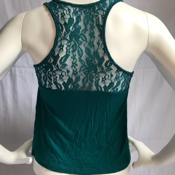 Kirra Green Lace Tiered Ruffle Crop Tank Top Sz Small NEW! - Picture 4 of 5
